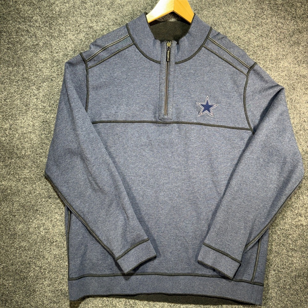 Tommy Bahama Dallas Cowboys Reversible 1/4 Zip Pullover Mens Large Blue Football
